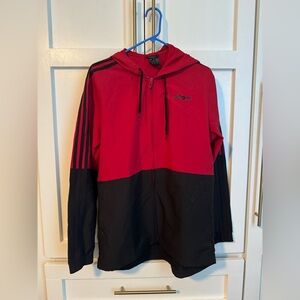 Adidas Men's Red and Black Lightweight Windbreaker